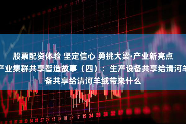 股票配资体验 坚定信心 勇挑大梁·产业新亮点丨河北特色产业集群共享智造故事（四）：生产设备共享给清河羊绒带来什么