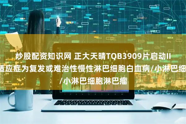 炒股配资知识网 正大天晴TQB3909片启动III期临床 适应症为复发或难治性慢性淋巴细胞白血病/小淋巴细胞淋巴瘤